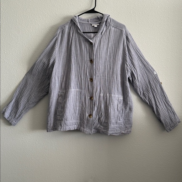 J. Jill Jackets & Blazers - J Jill Cotton-Gauze Hooded Jacket 2X